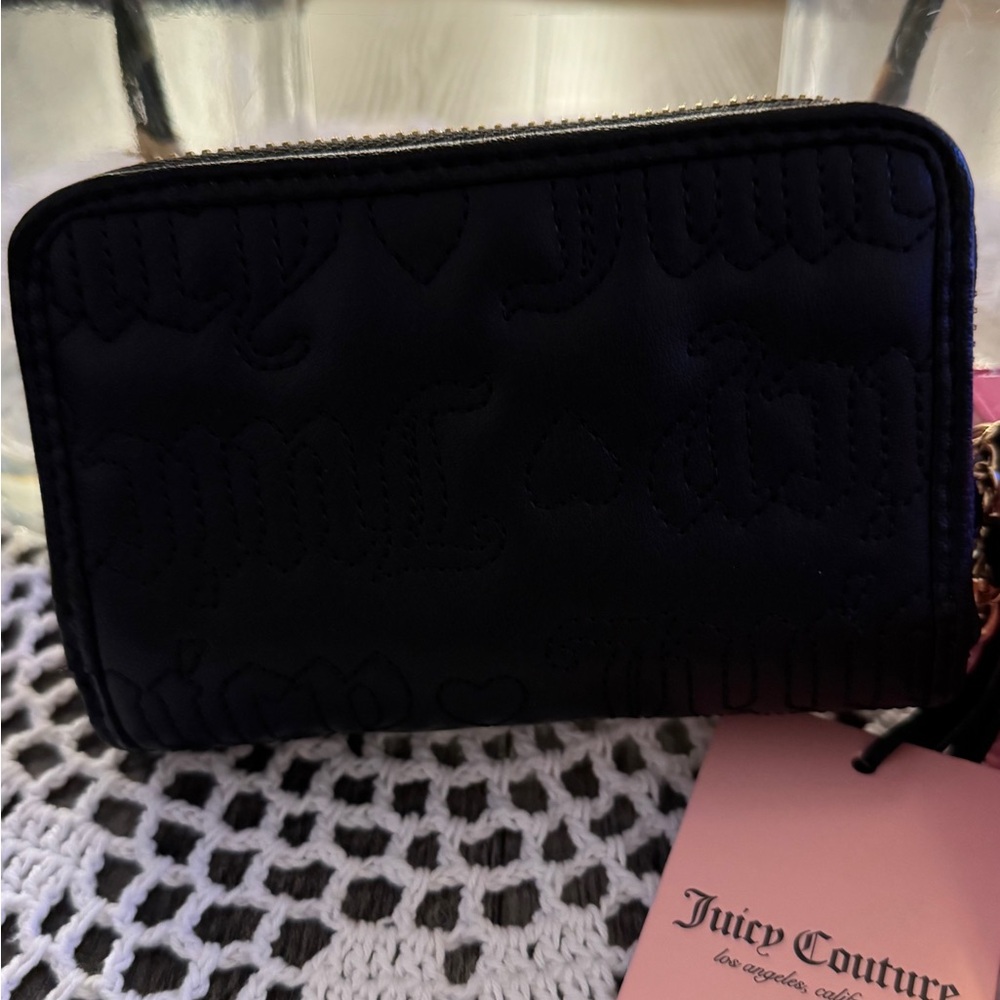 Juicy Couture Black Double Zip Wallet w/ Heart Charm – NWT - Picture 11 of 16